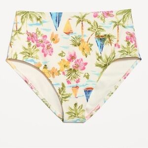 NEW Old Navy High-Waisted French-Cut Bikini Swim Bottoms SZ Small Sailboat Print